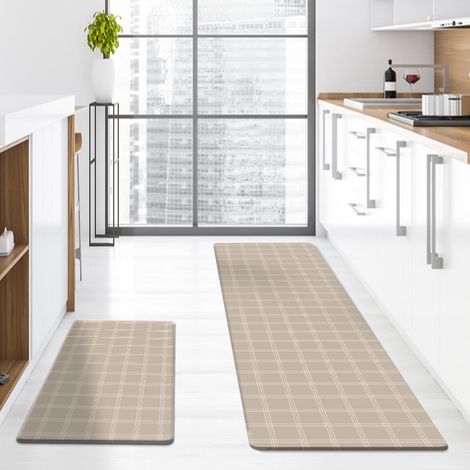 Kitchen anti-slip mat, stain-resistant and oil-resistant, simple PU leather thickened doormat for entryway - 4 - 44x75x1cm
