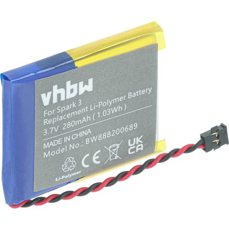 vhbw batteria sostituisce TomTom AHB332824HPS per smartwatch orologio bracciale fitness (280mAh, 3,7V, Li-Poly) (1/4)
