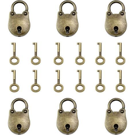 Lntyq 6 Pezzi Mini Lucchetto con Orsetto Piccolo Lucchetto Retrò in Lega di Zinco con 6 Chiavi Adatto per Scatola di Legno Custodia in Legno Portagioie e Valigia Ecc (1/5)