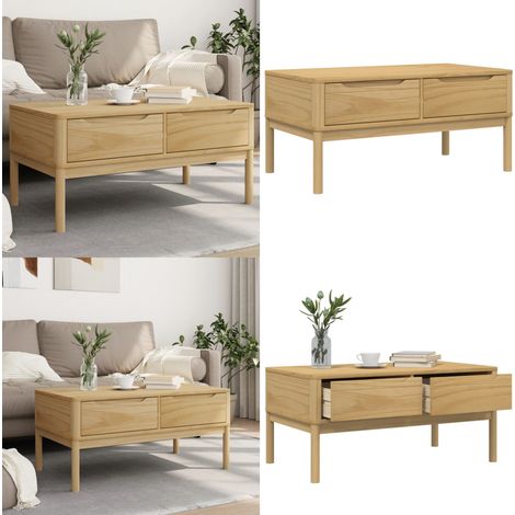 Table basse FLORO cire marron 99x55,5x45 cm bois massif de pin - Table Basse Design Moderne - Table Basse Bois Massif - Table Basse Rangement Tiroir - Meuble Salon Tendance - Table D'appoint Élégante (1/5)