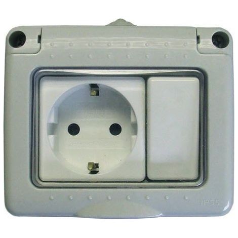 Base schucko + interruptor estanco superficie LumiteK