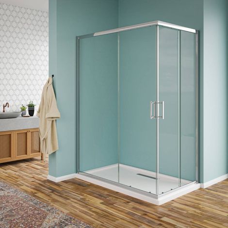 Box doccia angolare scorrevole cristallo trasparente 6 mm H190 – Finitura cromo - 90x120 (1/5)
