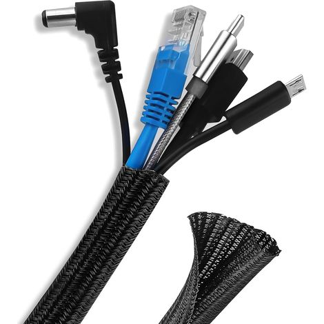 1 Gaine Cache Câble 3 Mètres,Organisateur Souple Auto-Fermant,PET Ignifuge,Bureau Maison Auto