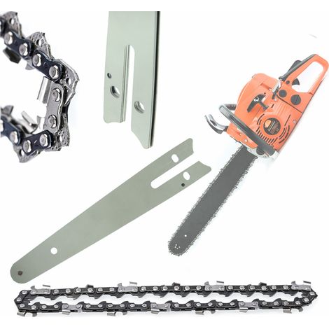 Rosfix Red Shark RS11 – Set Schiene 16" und 2x Ketten 16" gehärteter Stahl 45 cm 3/8" 64 Glieder 1,3 mm Für Benzin-Kettensäge
