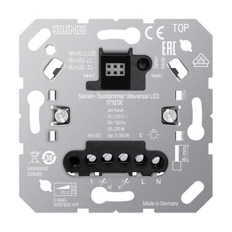 Jung Serien-Tastdimmer Universal LED, mit Nebenstelleneingang, UP 1712 DE