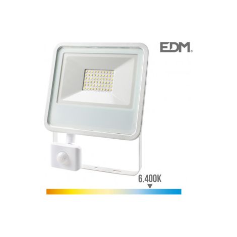Foco proyector led con sensor de presencia 50 w, 4000 lm, 6400 k, luz fría, 23,8 x 4,5 x 19,2 cm