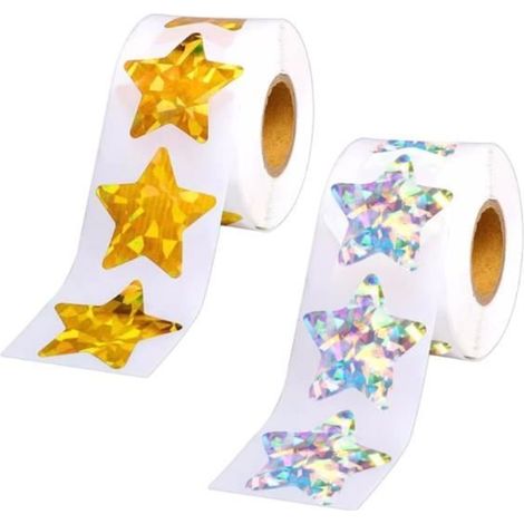 Lot de 1000 autocollants étoiles scintillantes, holographiques, à paillettes, autocollants éducatifs pour décorations d'enfants (1/4)
