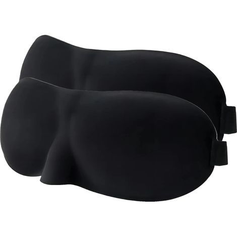 Augenmaske, lichtblockierend, komfortables Design, 2Pcs schwarz (1/2)