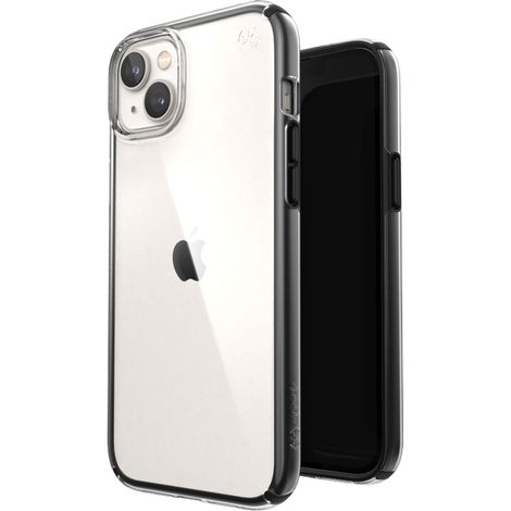Speck Presidio Perfect-Clear mit Impact Geometry - iPhone 15 Plus / 14 Plus Hülle mit Microban-Beschichtung (Transparent / Schwarz) (1/5)