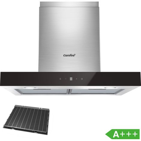 Comfee – Hotte décorative murale 60cm 650 m³/h A+++ – 4 vitesses – Aspiration stable – Filtre à charbon amovible – 2 lampes LED – Affichage inox noir