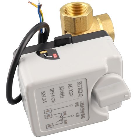 Vanne à bille motorisée DN20 à 3 voies, 3 fils, 2 commandes, en laiton, 220 V CA, filetage femelle 3/4". (1/5)