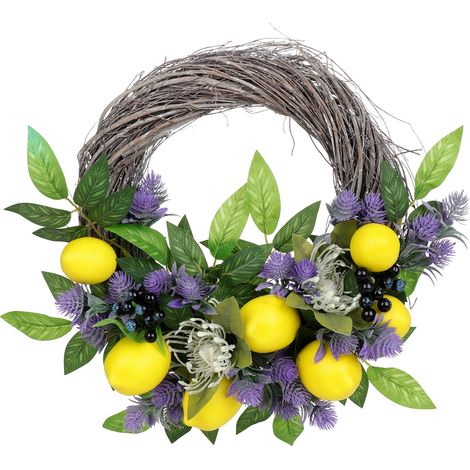 Handgefertigter Deko-Kranz – Efeu-Girlande, Lavendel, Zitrone, 43 cm – Naturseide, mehrfarbig, 1 Stück (1/5)