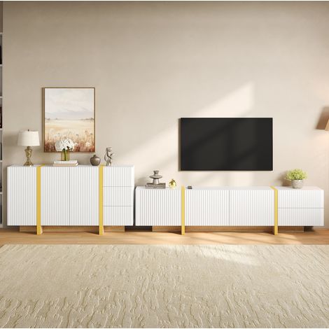 CHICFURN Mobile TV basso e buffet 190x35x45 cm in MDF bianco, contenitore per soggiorno (1/5)