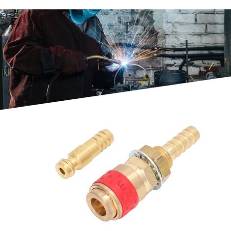 Schnellkupplungsset, 8-mm-WIG-Brennerschlauchadapter für MIG/WIG-Schweißbrenneranschluss (rot) (1/5)