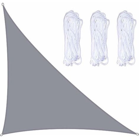 Voile d'ombrage à angle droit 3 x 4 x 5 m avec 3 cordes, pour jardin, terrasse, fête, cour, camping(Gris)-LIAIKI (1/5)