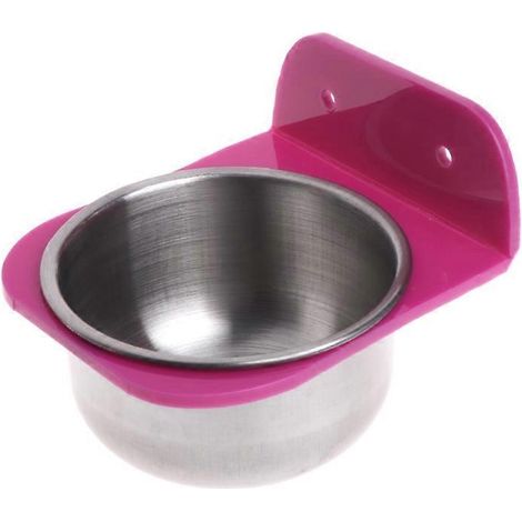 Gamelle en acier inoxydable pour nourriture et eau, distributeur pour oiseaux, poulailler, chien, perroquet, cage pour animaux - Taille L (1/4)