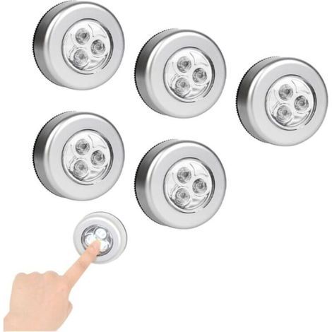 Ulisem 5er-Pack selbstklebende LED-Spots, LED-Spots, selbstklebende LED-Leuchten, kabellose LED-Strahler, LED-Nachtlichter, batteriebetriebene selbstklebende Leuchten, für Schrank, Flur (Batterien nic (1/4)