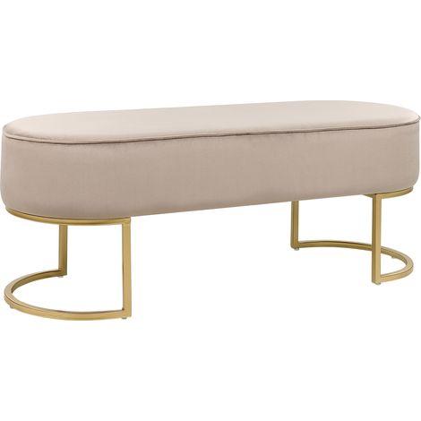 Banco beige dorado 104 cm poliéster taburete patas metal glamour Milry (1/5)
