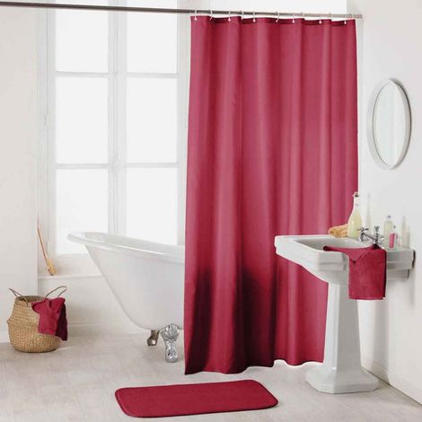 Rideau de Douche Uni "Essencia" 180x200cm Framboise (1/2)