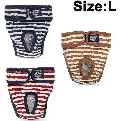 Paquete de 3 pañales lavables para hembras, pañales para perras, pañales reutilizables y cómodos para perros, pantalones fisiológicos para perras en celo. (1/2)
