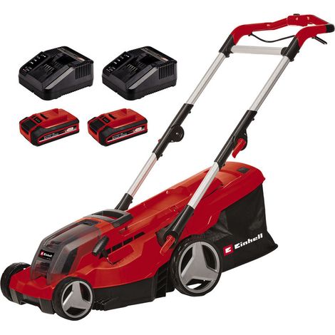 Einhell Tondeuse à gazon sans Fil GE-CM 36/37 Li - Kit Power X-Change (36V - 2x3,0 Ah, Largeur de Coupe 37cm, Surface conseillée 400m2) Livré avec 2 Batteries 2,0 Ah et Double Chargeur (1/4)