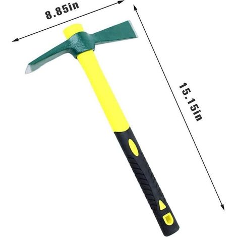 Mini-Profi-Spitzhacke – Vielseitiges Gartengerät aus Stahl mit Fiberglasgriff, 38,5 cm, für Camping, Unkrautjäten und Gartenarbeit