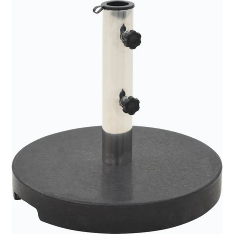 Socle de parasol rond 40 cm en granit noir 20 kg pour stabilité extérieure avec 2 boulons design moderne (1/5)
