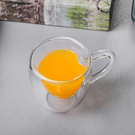 Herzförmige Espressotasse aus Borosilikatglas – Mehrfarbiges, einzigartiges Design, Kaffeedekor: 80 ml/180 ml/280 ml, Weiß (1/5)