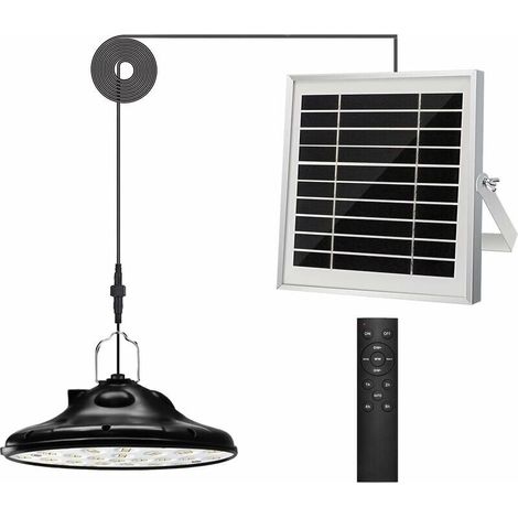 100 LEDs 1200LM Outdoor Solar Light, 3 Modes Solar Hanging Lamp, Adjustable Solar Panel, 4 Brightness Levels with Remote Control, IP66 Waterproof LED Lighting [Energy Class A+]-LIAIKI
