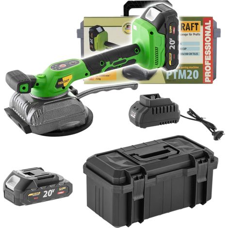 Procraft PTM20-1b-c Akku Vibration Fliesen Saugheber 20 V + 1x Akku 2,0 Ah + Ladegerät + Koffer