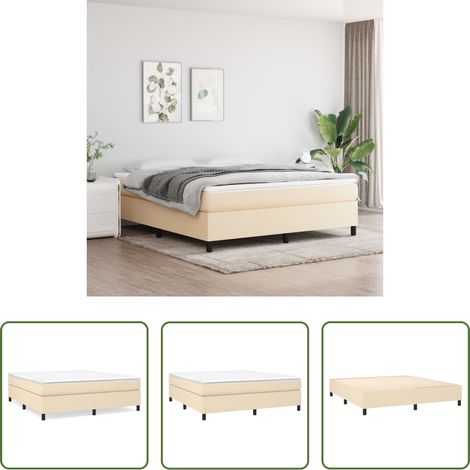 Matratze - Boxspringbett mit Matratze Creme 180x200 cm Stoff (1/5)