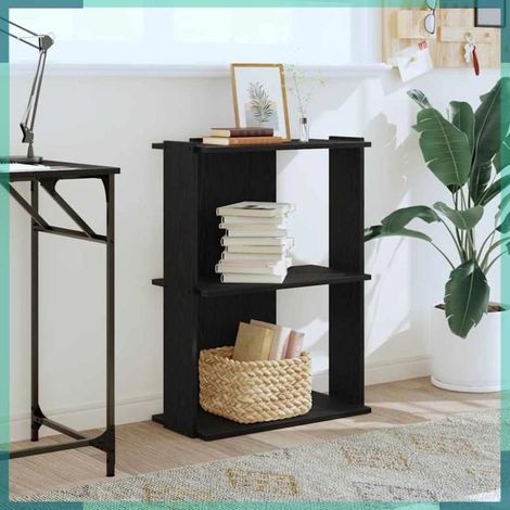 Bibliothèque - 860257 - 3 étagères - 60 x 30 x 80 cm - bois d'ingénierie noir (1/5)
