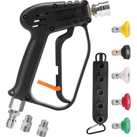 Pressure Washer Gun Swivel Connector 280 Bar  Universal High Pressure Lance with 3/8 Inch Quick Connection, M22 14 mm and M22 15 mm Connectors, with 5 Spray Nozzles (1/5)