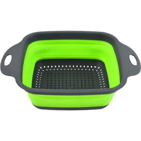 Égouttoir pliable en silicone pour fruits et légumes, panier à laver, passoire pliable, ustensile de cuisine, petit plat vert (1/5)