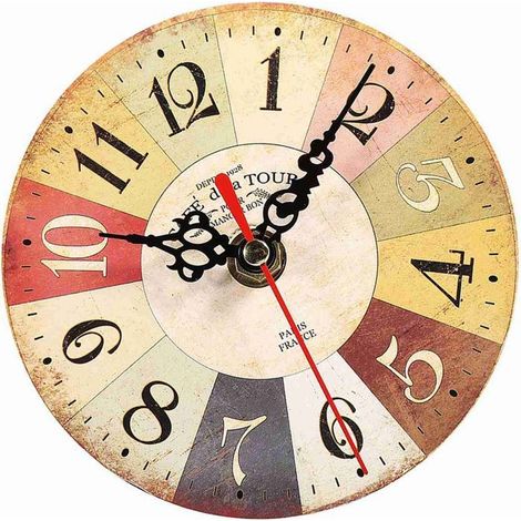 BelleRise - Horloge murale vintage – MDF rétro Tour de France – Déco salon bureau – 12cm (1/5)