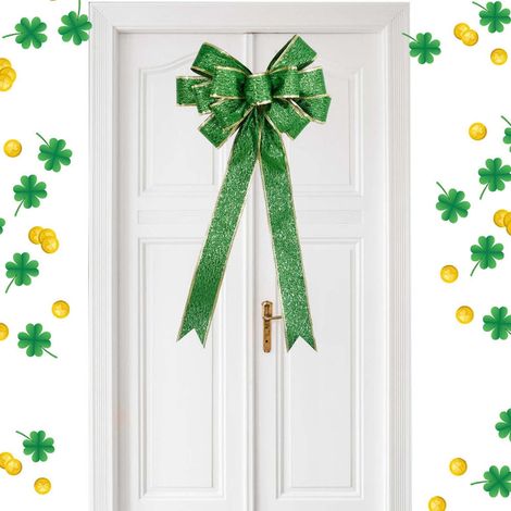 Bow - Saint Patrick - Polyester - Vert - 53 x 26 cm - Pour Décoration Porte Arbre Couronne - 2 Pièces (1/5)