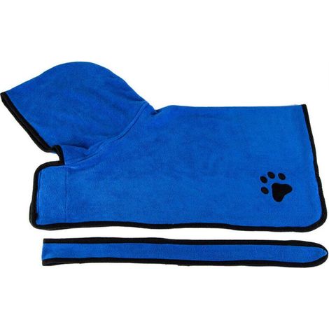 1 peignoir pour chien, absorption d'eau rapide, ceinture ajustable et cagoule intégrée, taille M, pour séchage après bain ou pluie (1/5)