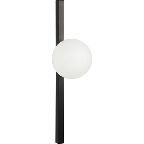 Lámpara de pared de vidrio negro blanco 55 cm metal aplique pantalla globo Isabella