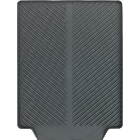 Wenko – Tapis égouttoir vaisselle 40x30 cm – Séchage rapide sans traces – Rainure pour écoulement – Plastique gris robuste