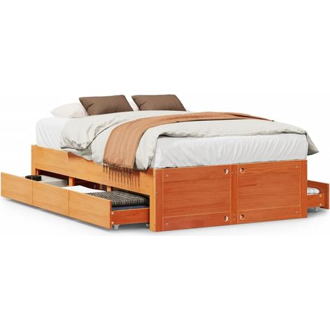 Maison Exclusive - Cadre de lit sans matelas avec tiroirs 120x190 cm bois de pin (1/5)