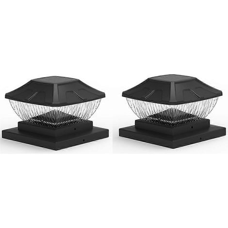 Lot de 2 lampes solaires extérieures pour poteaux, 2 modes d'éclairage, étanches IP65, noires. (1/5)