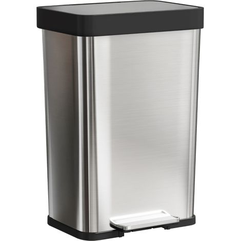 Poubelle de Cuisine à Pédale 60L en Inox Brossé 410 Fermeture Douce et Silencieuse Maintien Ouvert 90° Anti-Traces (1/5)