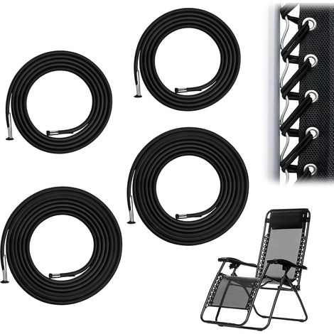 4 Câbles Élastiques de Remplacement pour Chaise Longue, 2 x 2,2 m et 2 x 1,4 m, Noirs (1/5)