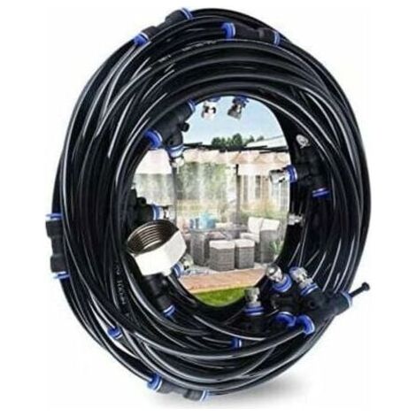 Brumisateur Exterieur,Systme de Brumisation,10M Brumisateur Terrasse avec 9 Buse Brumisateur +1 Buses de Rechange+1Adaptateur (en Laiton, 3/4\"),Brumisateur pour Patio Jardin Serre Trampoline (1/4)