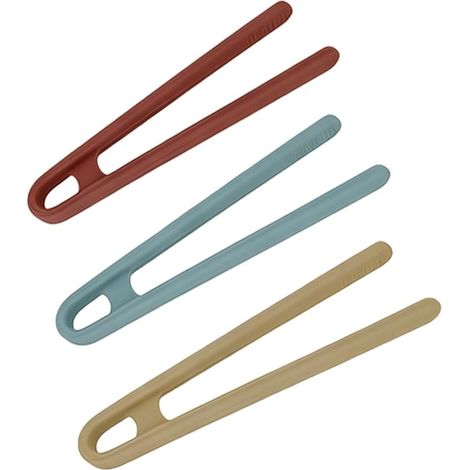 Lot de 3 pinces cuisine silicone alimentaire, pince grille pain rouge bleu (1/5)