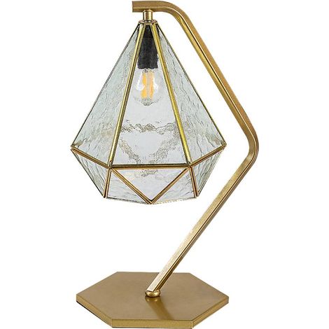 Lampe table vintage verre clair pied or E14 Norah Rabalux (1/3)