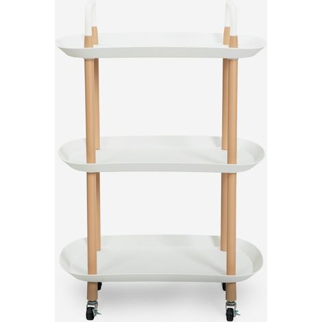 Carrello cucina portavivande di design con ruote 3 ripiani Wala Plus - Bianco