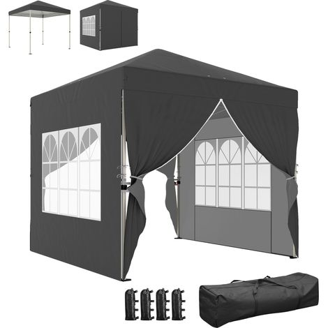 Tonnelle de jardin 2,5 x 2,5 m pop up tonnelle pliante réglable en hauteur protection UV50+ montage facile gris foncé (1/5)