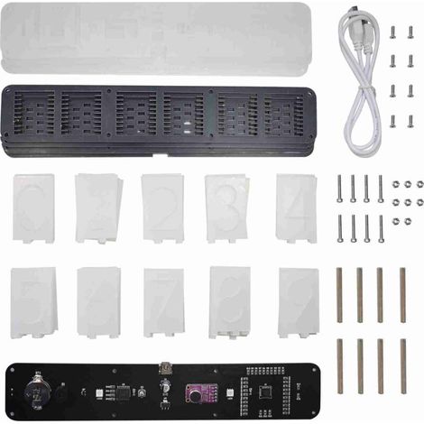 Kit de reloj despertador digital LED, fuente grande, pantalla de 6 dígitos, módulo de espectro de música electrónica semiacabado, multifuncional, con hora/temperatura, fecha y día de la semana (1/5)