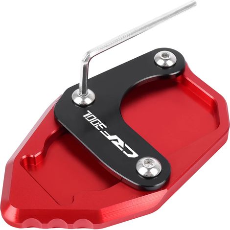 (Rouge avec logo) Compatible avec HONDA CRF 300L CRF300L CRF300 Rally 2020 2021 2022 Moto Extension de béquille latérale CNC, support de béquille maxpower (1/4)